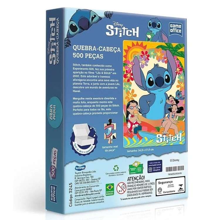 Quebra Cabeça Stitch 500 peças - Disney - Game Office