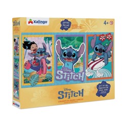 Quebra Cabeça 3 Cenas Stitch 3X100 Peças - Xalingo
