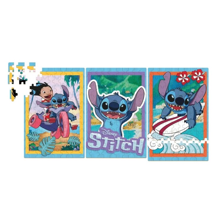 Quebra Cabeça 3 Cenas Stitch 3X100 Peças - Xalingo