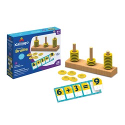 Jogo Brincando de Matemática Braile - 20 Fichas - Xalingo