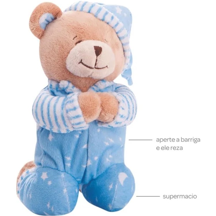 Pelúcia Ursinho que Reza Azul - Buba